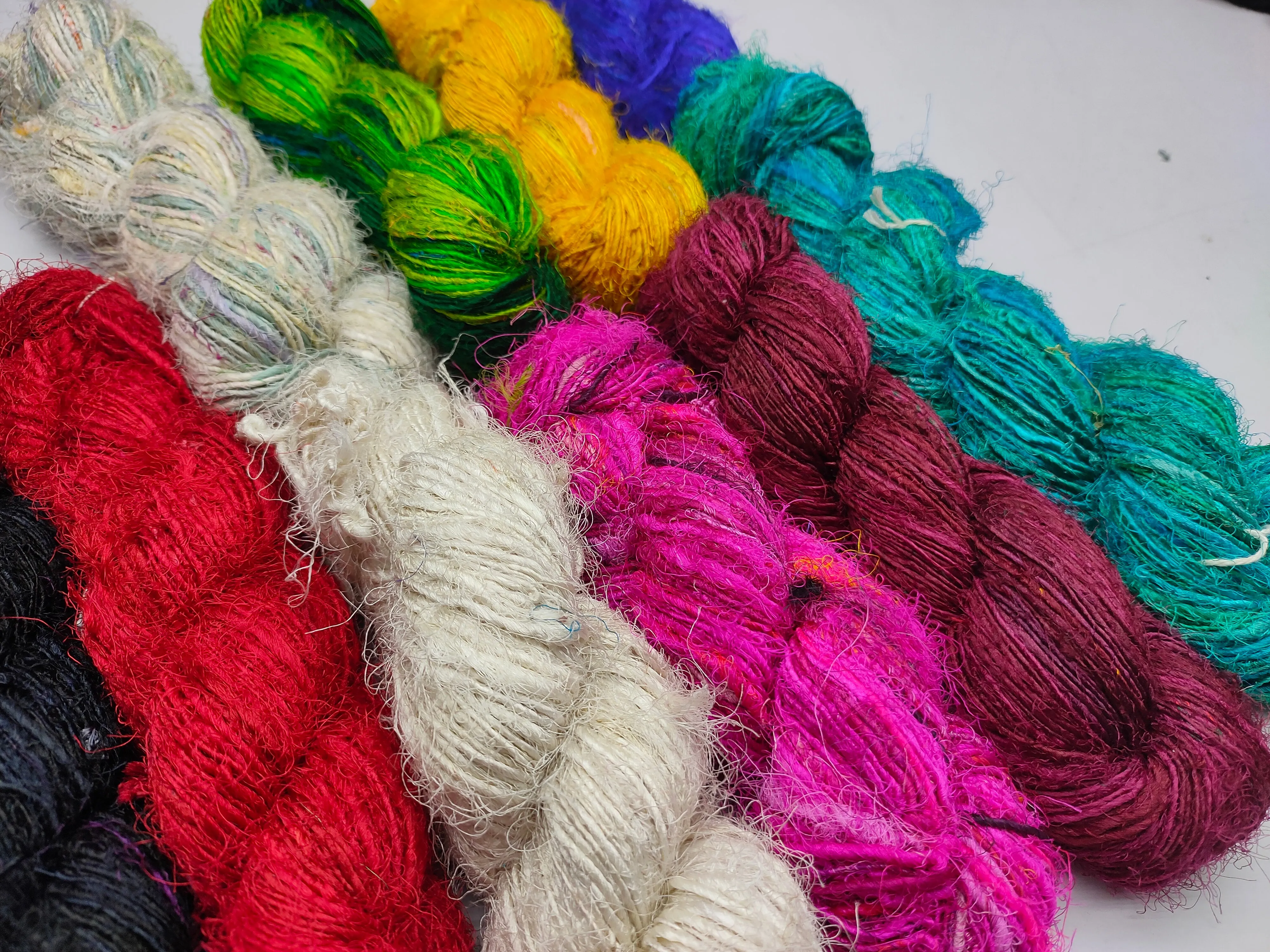 10 Colors Recycled Sari Silk Yarn Prime