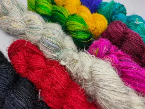 10 Colors Recycled Sari Silk Yarn Prime