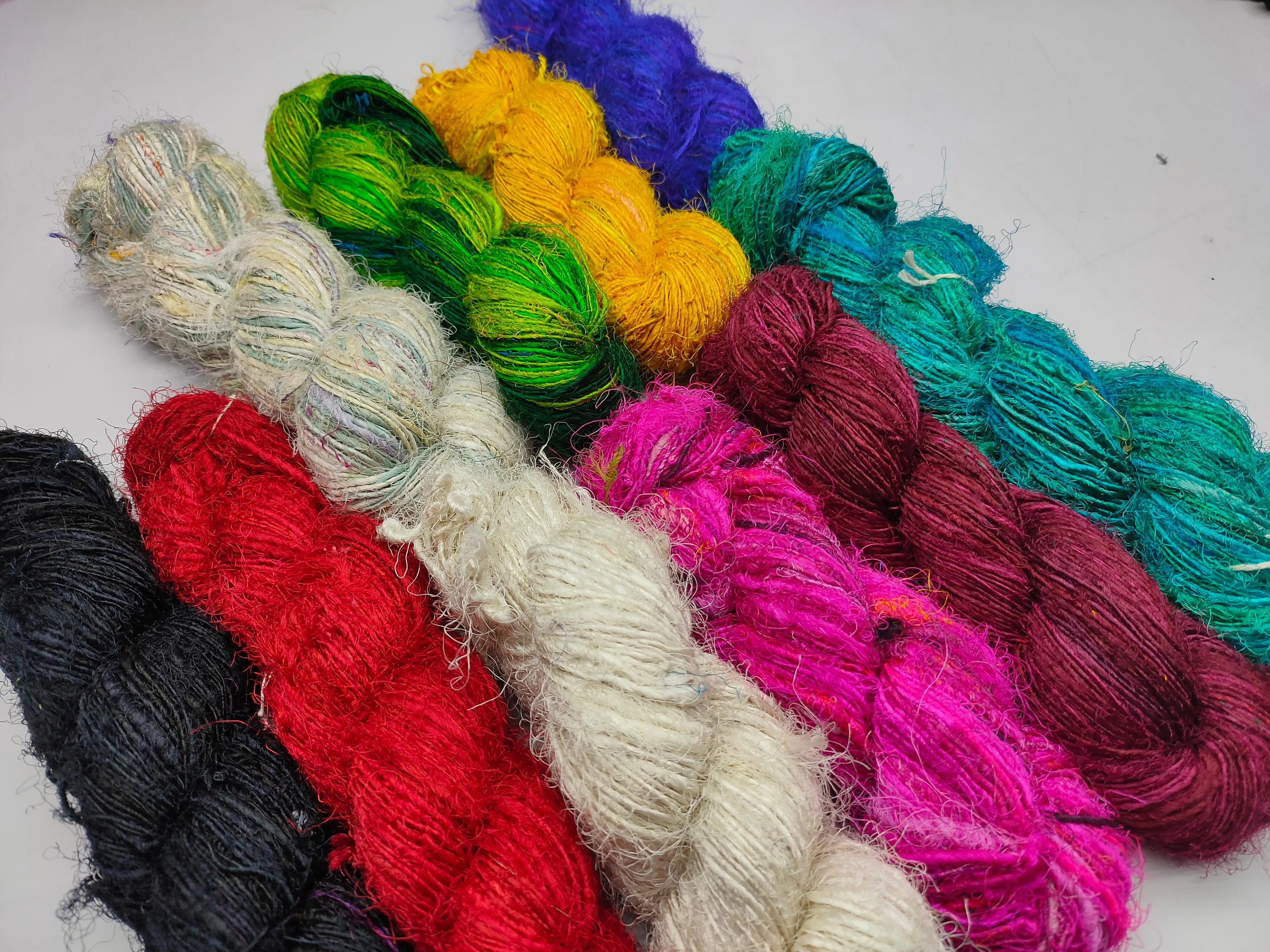 10 Colors Recycled Sari Silk Yarn Prime