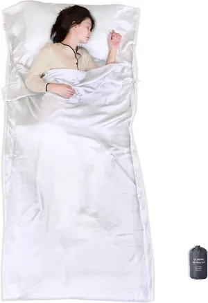 100% Silk Sleep Sack with All Around Zippers, 87”x43” Large Sleeping Sheets for Hotels, Travel & Camping, Multifunctional Travel Sheets (Unzipped:87”x87”) for Adults, Lightweight, All Season