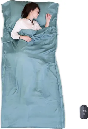 100% Silk Sleep Sack with All Around Zippers, 87”x43” Large Sleeping Sheets for Hotels, Travel & Camping, Multifunctional Travel Sheets (Unzipped:87”x87”) for Adults, Lightweight, All Season