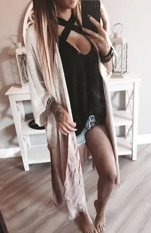 123910 Ombre Stitched Boho Kimono