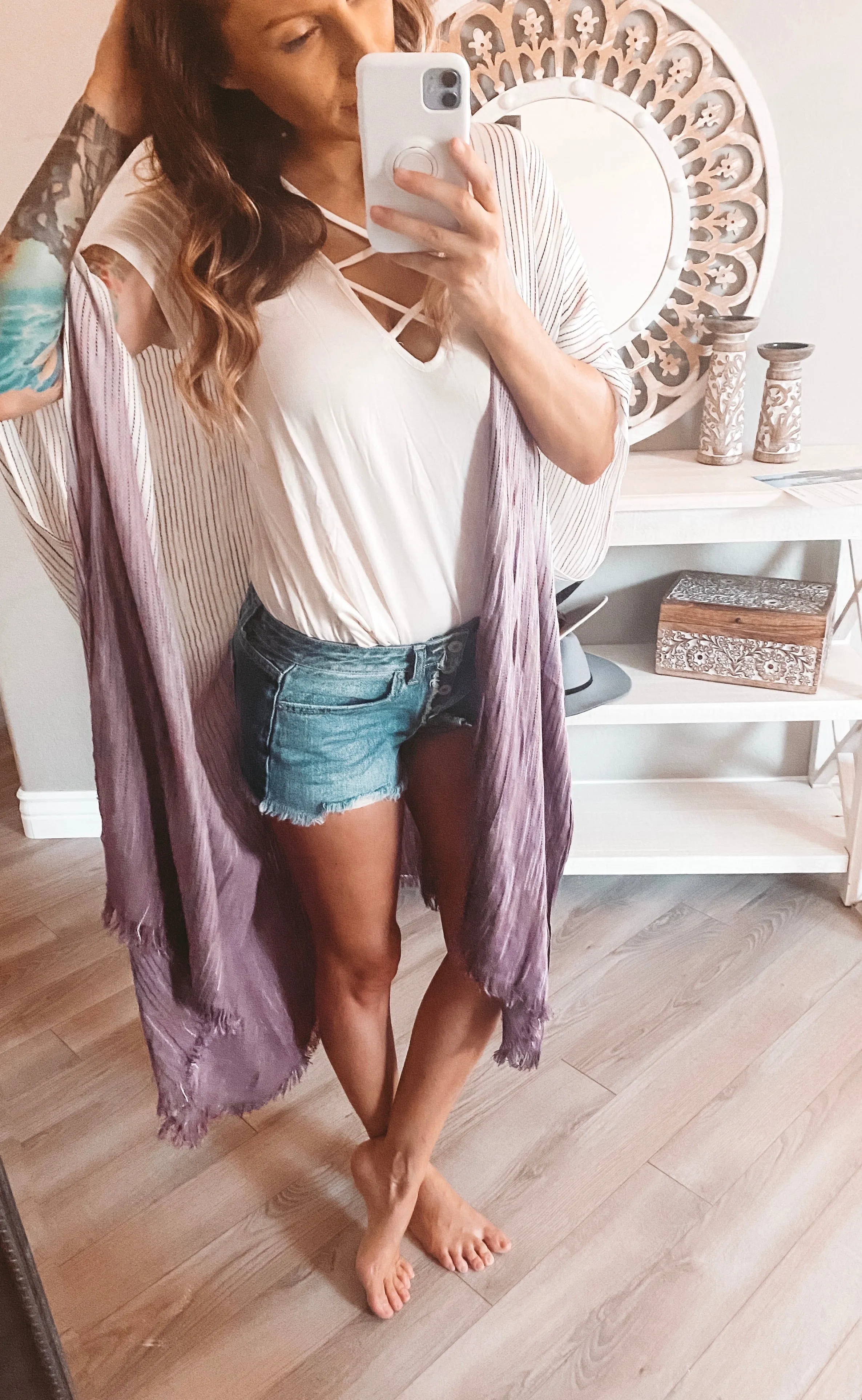 123910 Ombre Stitched Boho Kimono