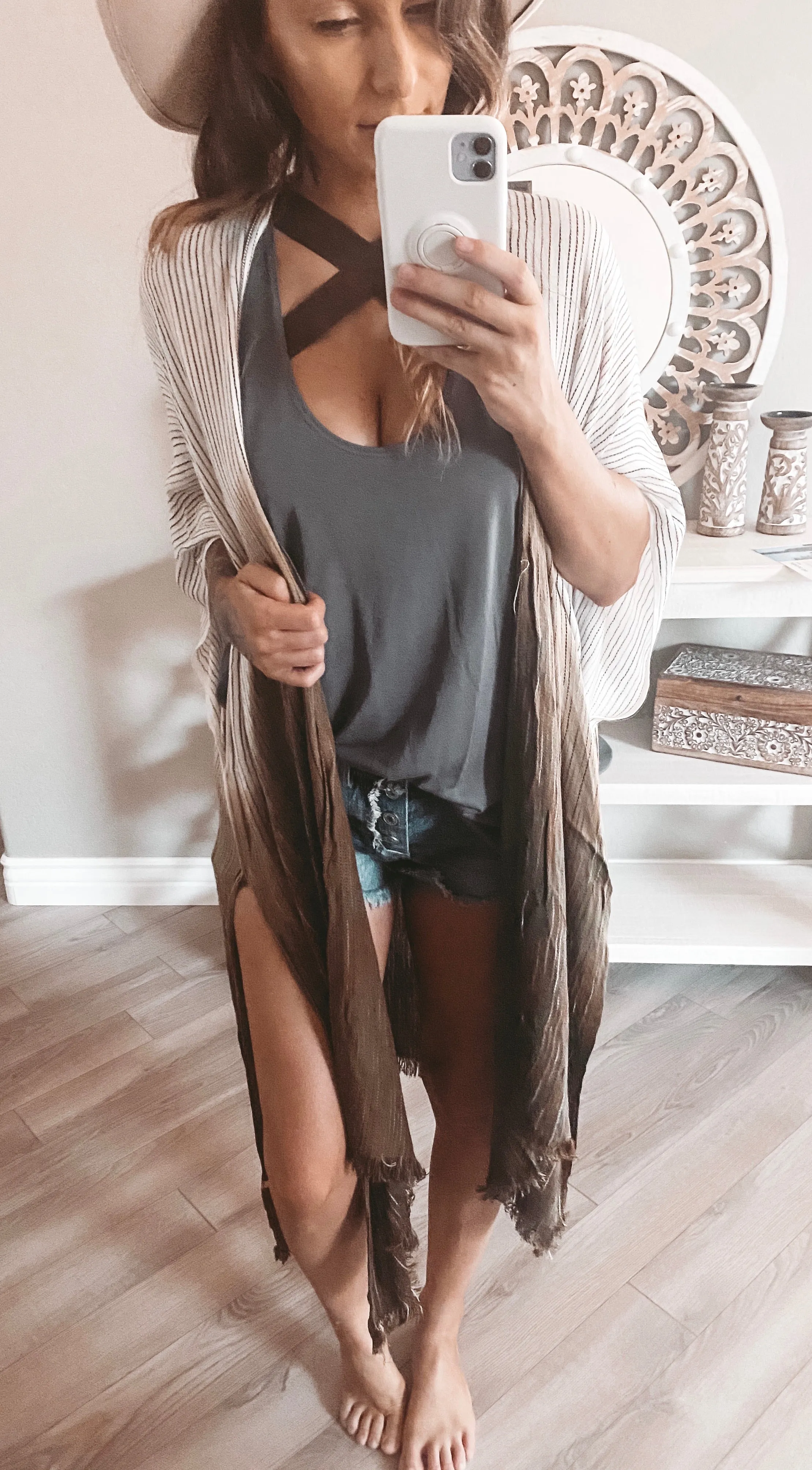 123910 Ombre Stitched Boho Kimono