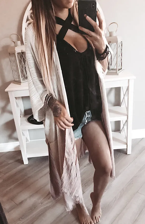 123910 Ombre Stitched Boho Kimono