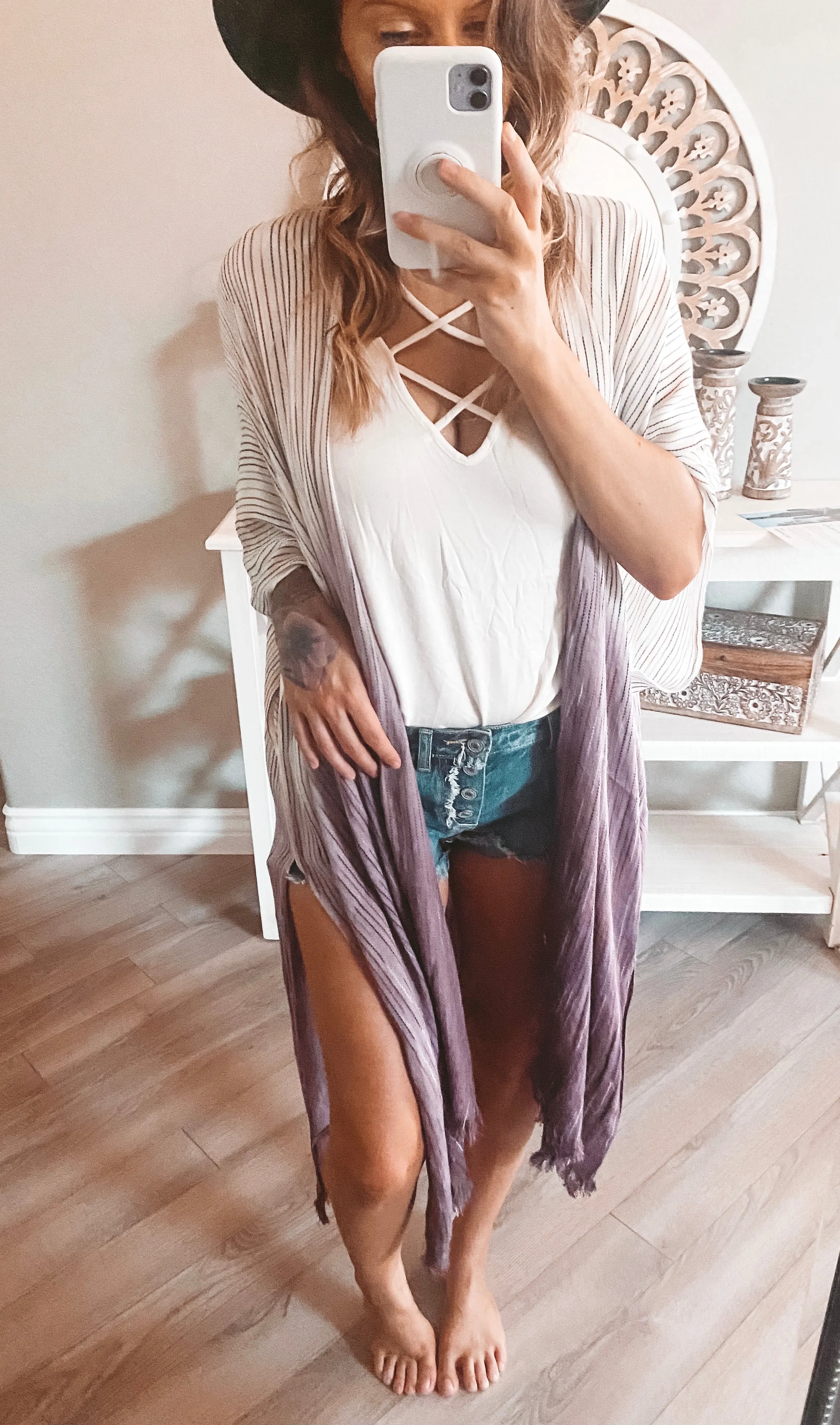 123910 Ombre Stitched Boho Kimono