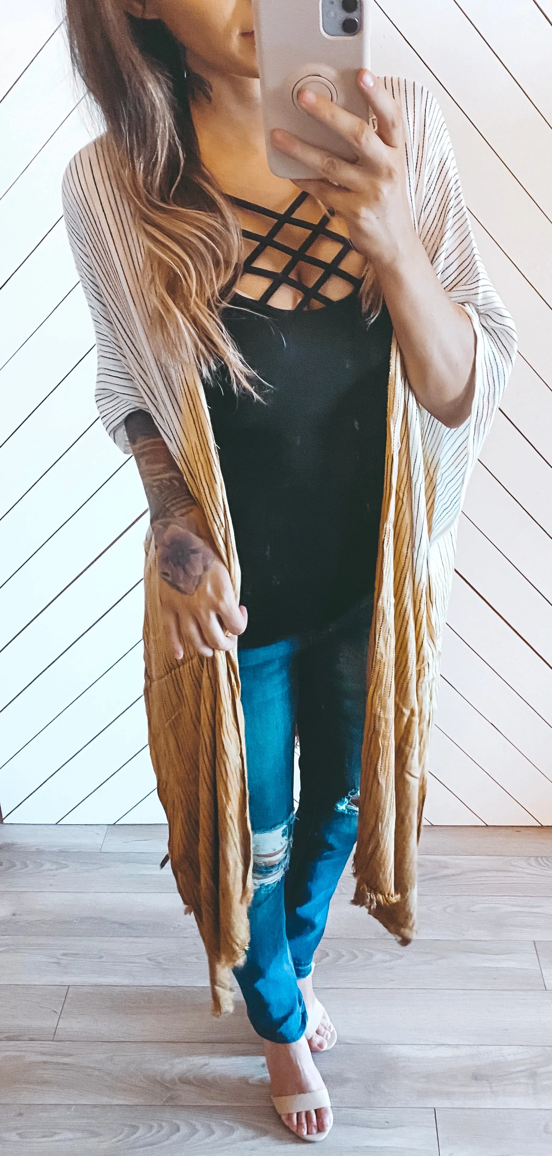 123910 Ombre Stitched Boho Kimono