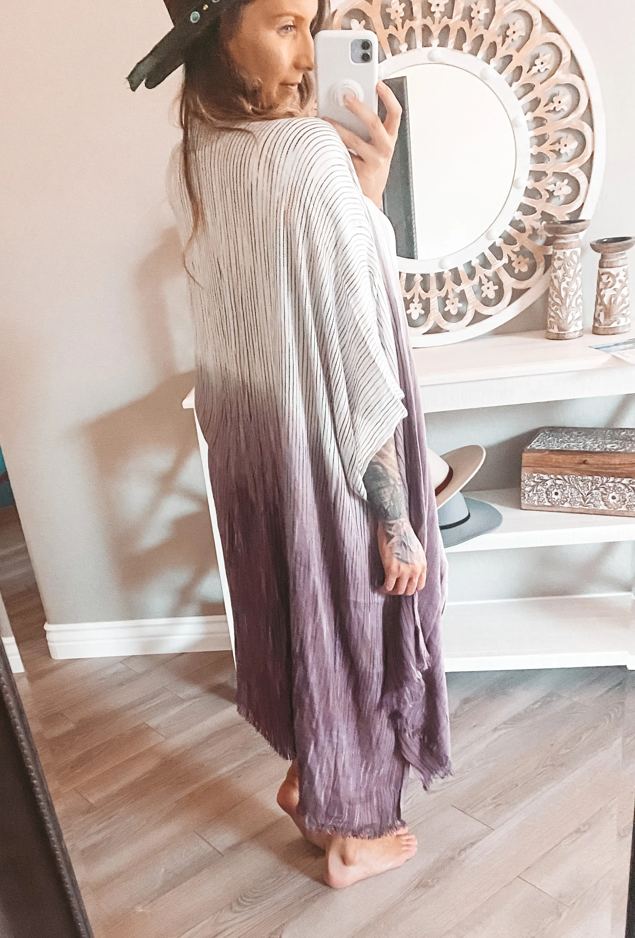 123910 Ombre Stitched Boho Kimono
