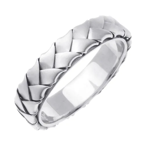 14K White or Yellow Gold Hand Braided Ring Band