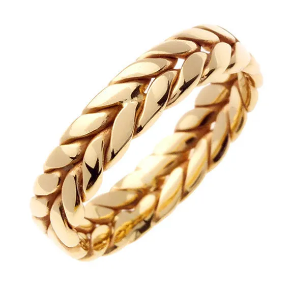 14K Yellow or 18K Yellow Hand Braided Ring Band