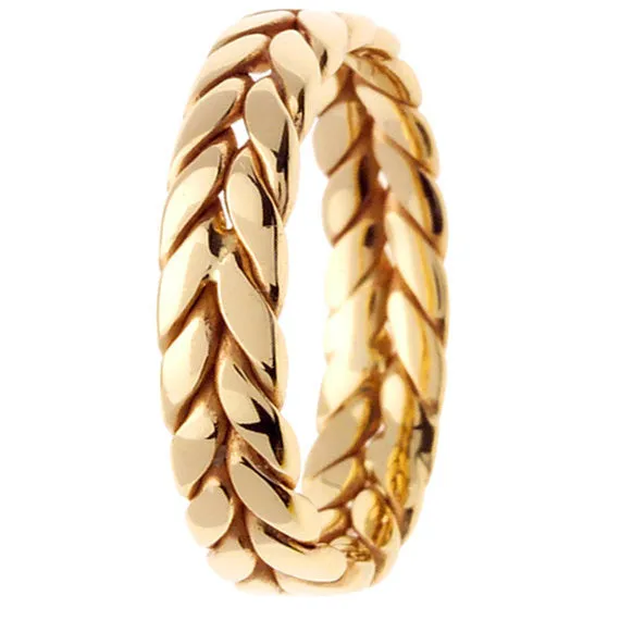 14K Yellow or 18K Yellow Hand Braided Ring Band
