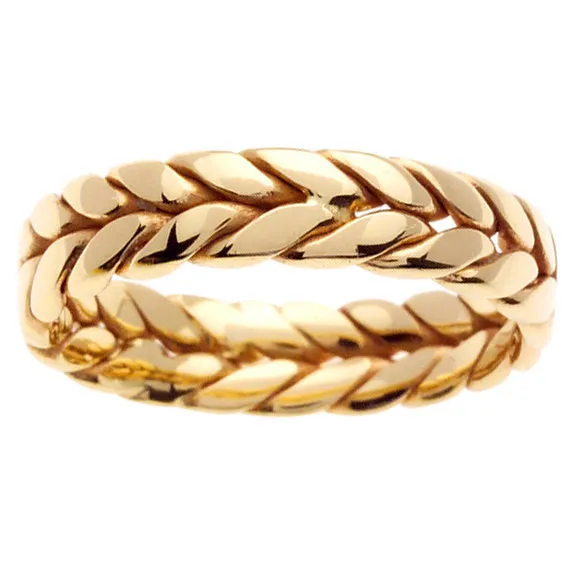 14K Yellow or 18K Yellow Hand Braided Ring Band