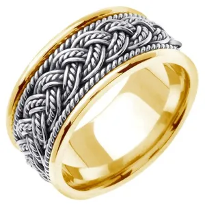 14k Yellow/White or White/Rose Gold 7 Strands Hand Braided Ring Band