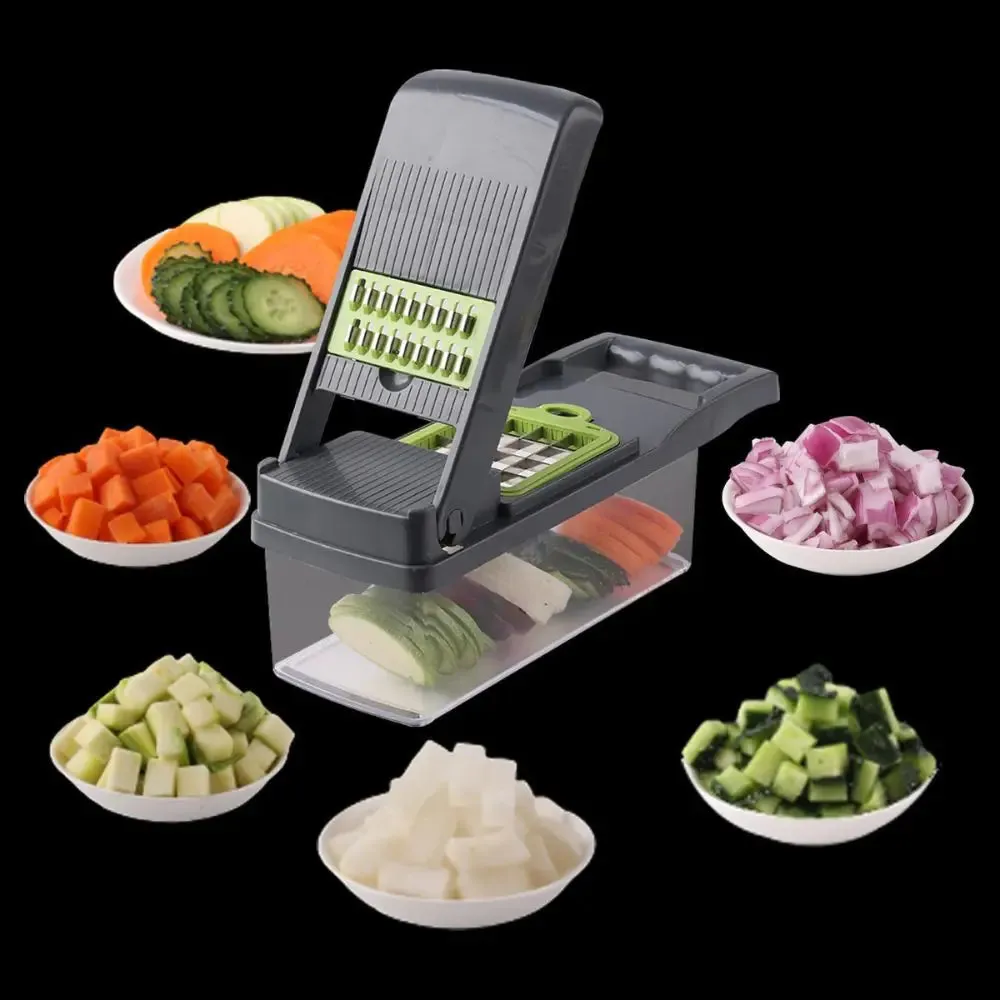 16-In-1 Multifunctional Vegetable Chopper With Container And Diverse Blades For Easy Meal Prep