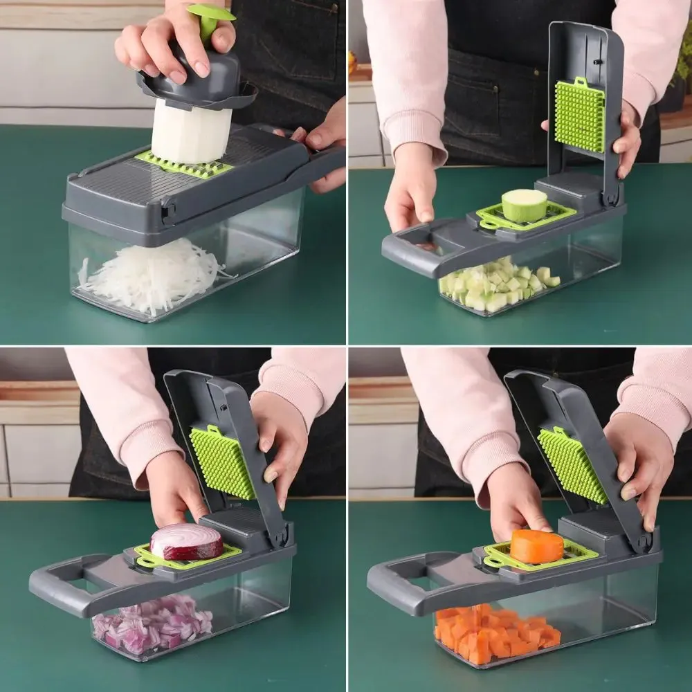 16-In-1 Multifunctional Vegetable Chopper With Container And Diverse Blades For Easy Meal Prep