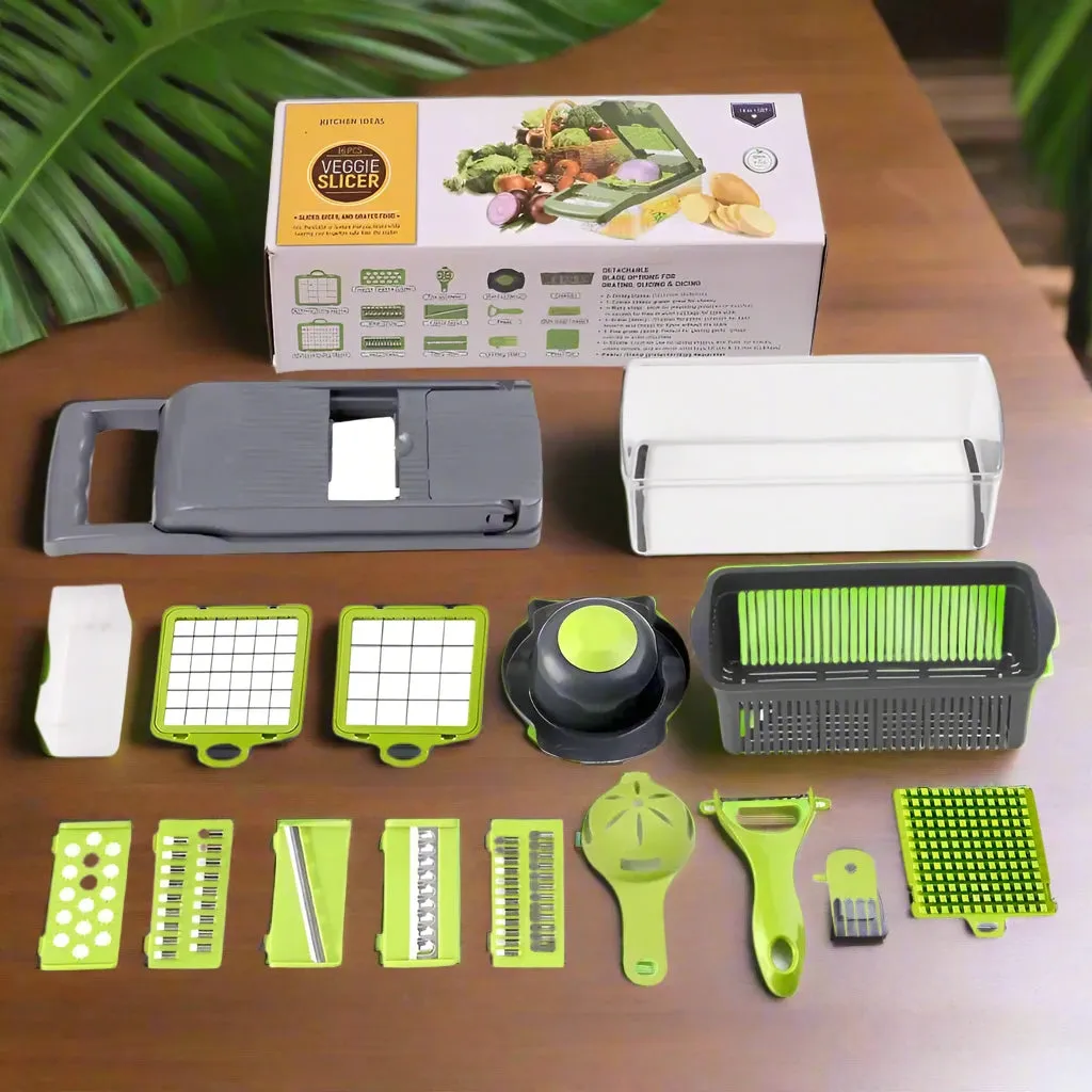 16-In-1 Multifunctional Vegetable Chopper With Container And Diverse Blades For Easy Meal Prep