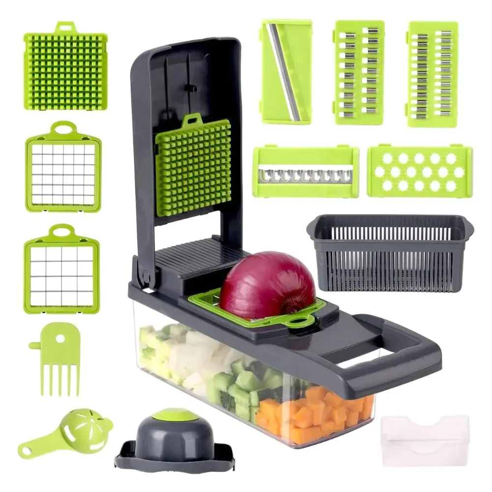 16-In-1 Multifunctional Vegetable Chopper With Container And Diverse Blades For Easy Meal Prep