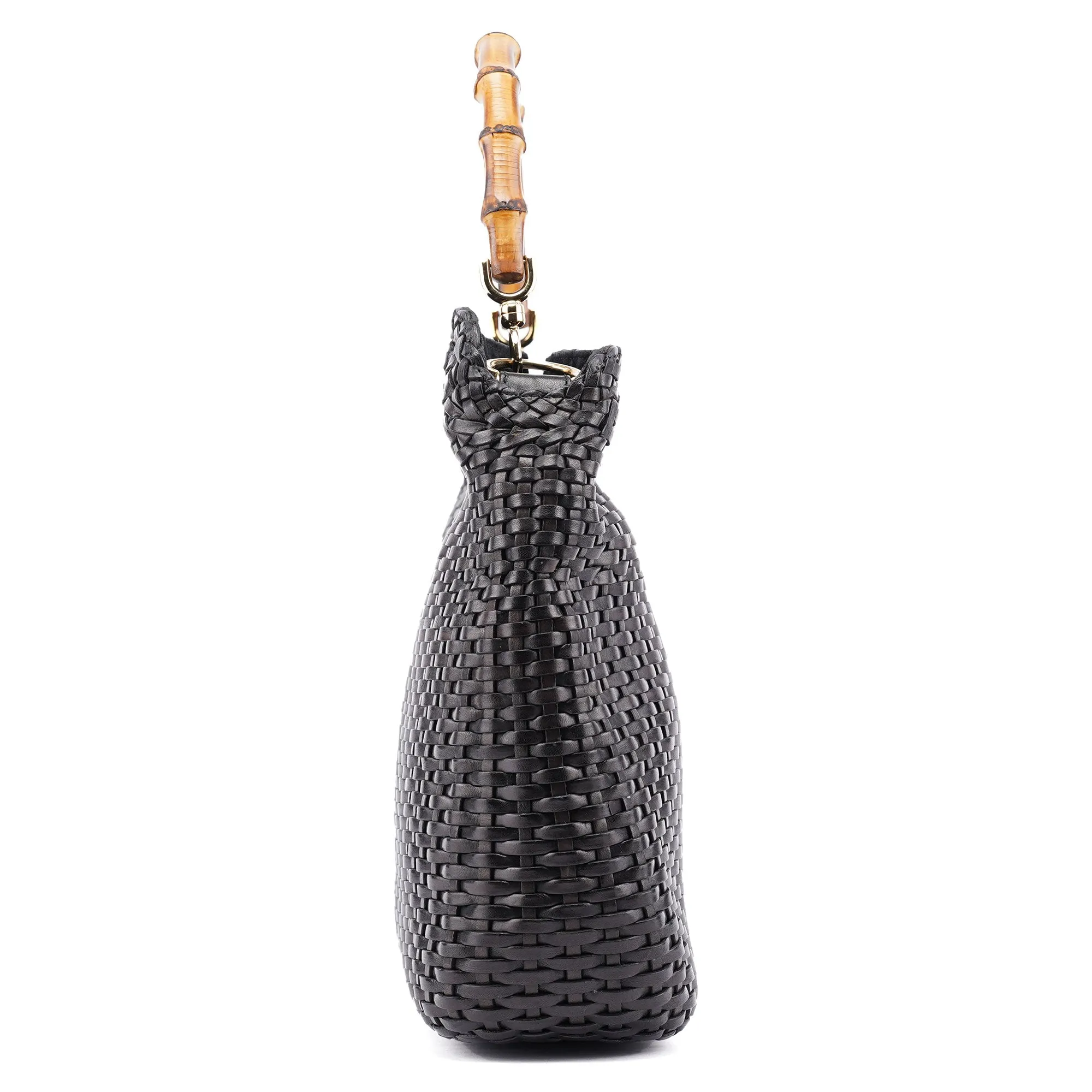 1996 Brown Woven Bamboo 2-Way Shoulder Bag