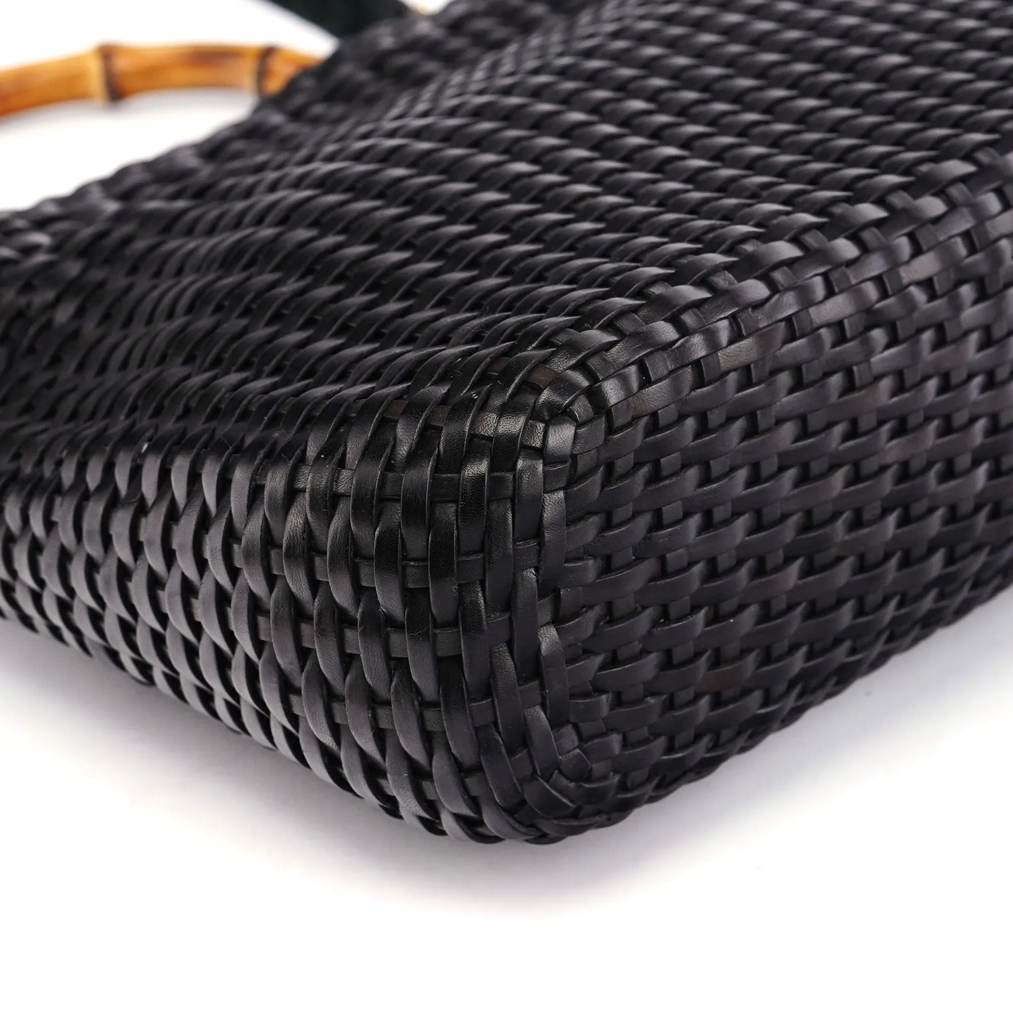 1996 Brown Woven Bamboo 2-Way Shoulder Bag