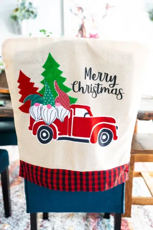 20 x 19 Merry Christmas Gnome Trio Chair Cover