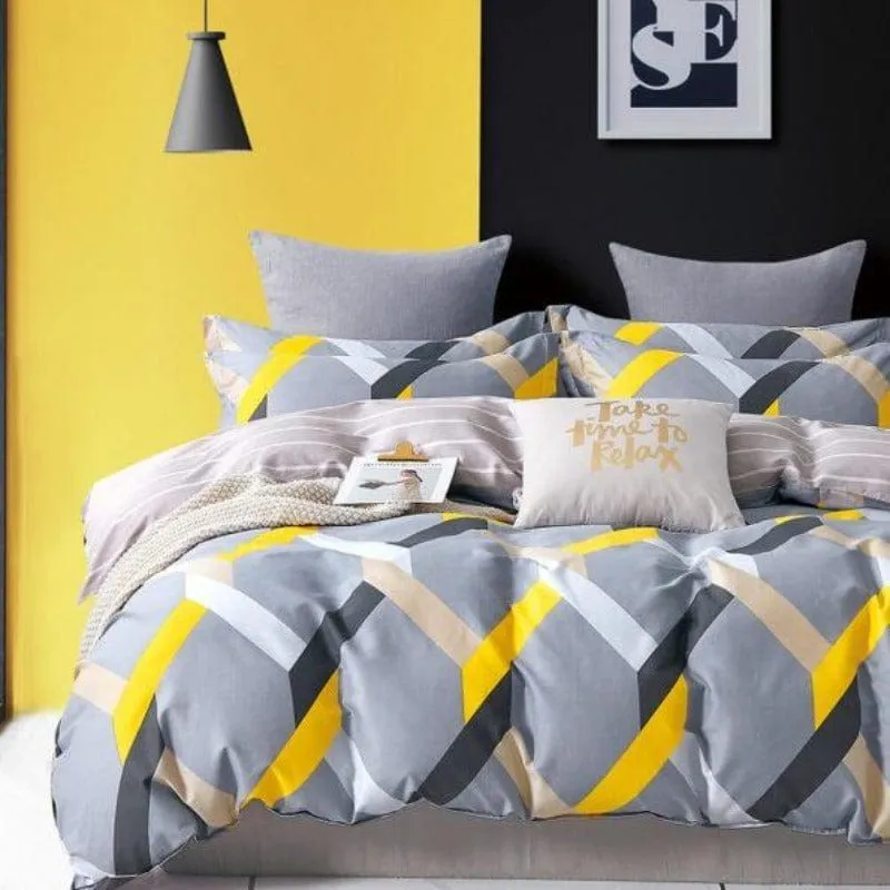 200 Thread Count Percale Cotton Printed Duvet Covers Set Harper