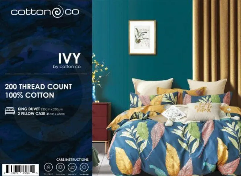 200 Thread Count Percale Cotton Printed Duvet Covers Set Ivy