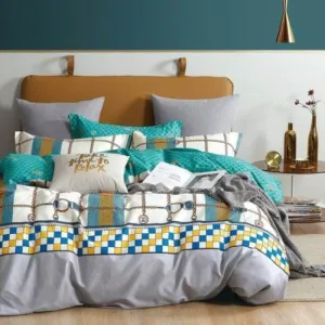 200 Thread Count Percale Cotton Printed Duvet Covers Set Valentina
