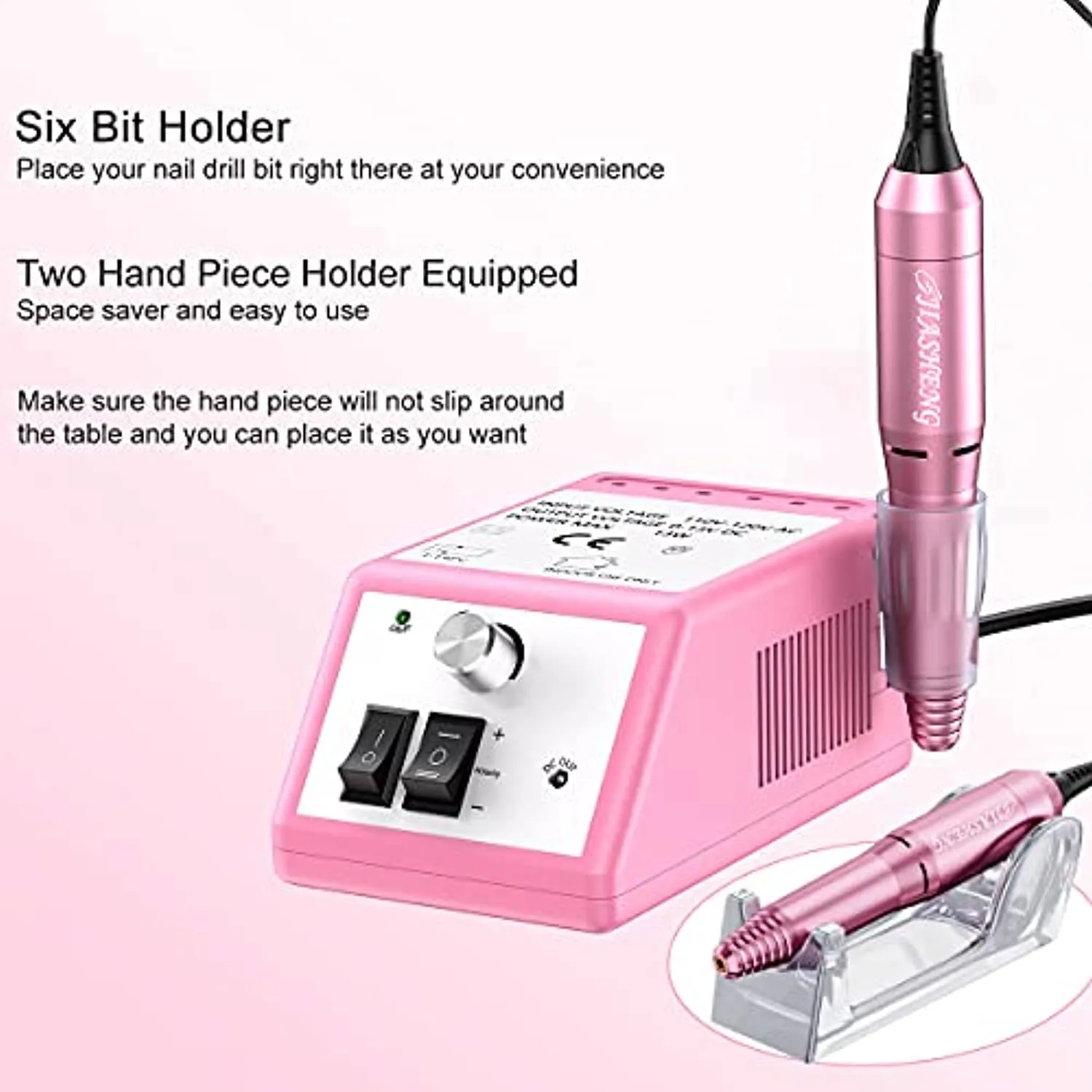 20000 Electric Nail Drill Professional Nail File Drill Acrylic Nails Kit for Manicure Gel Nail Polish Remover with 1 Pack of Sanding Bands(Pink)