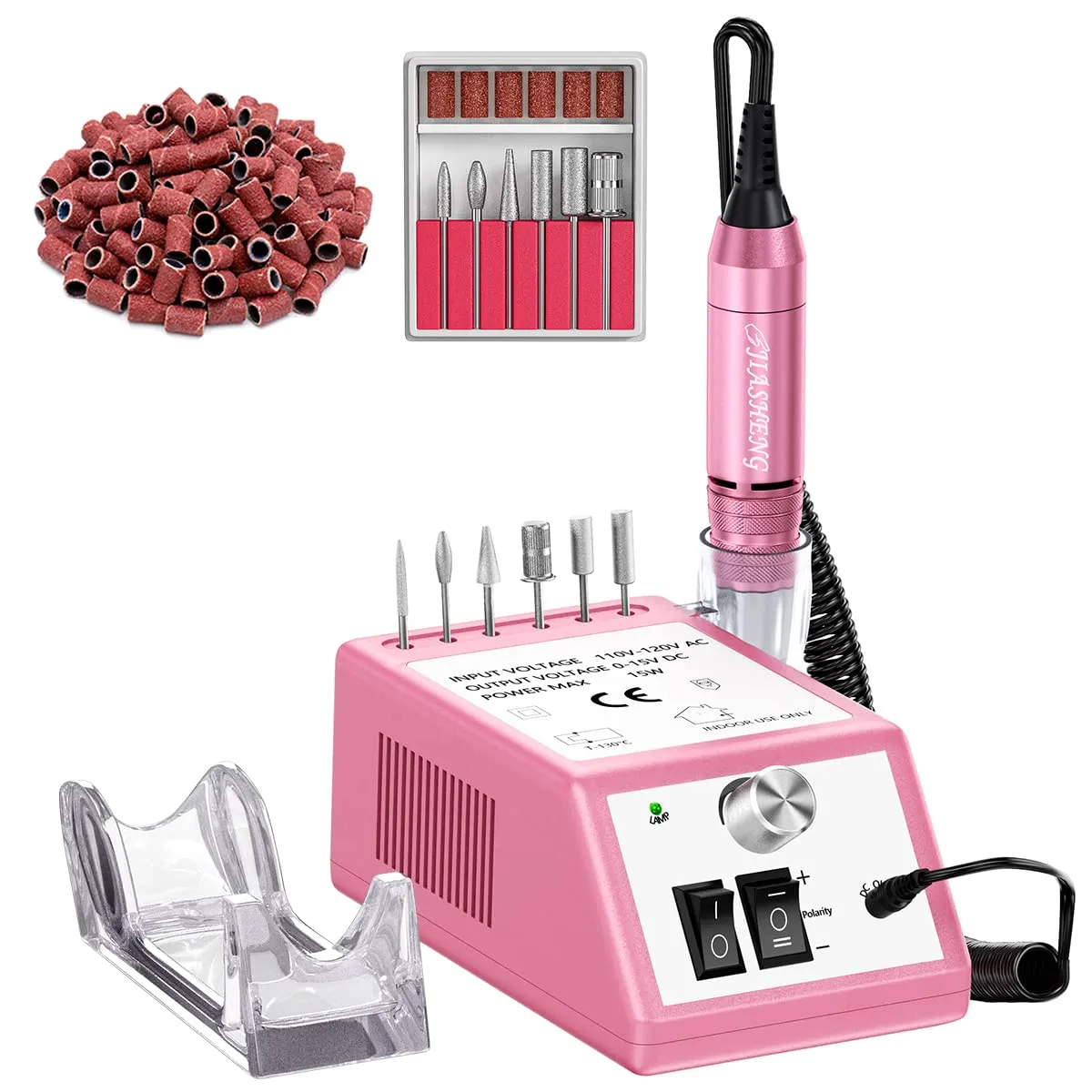 20000 Electric Nail Drill Professional Nail File Drill Acrylic Nails Kit for Manicure Gel Nail Polish Remover with 1 Pack of Sanding Bands(Pink)