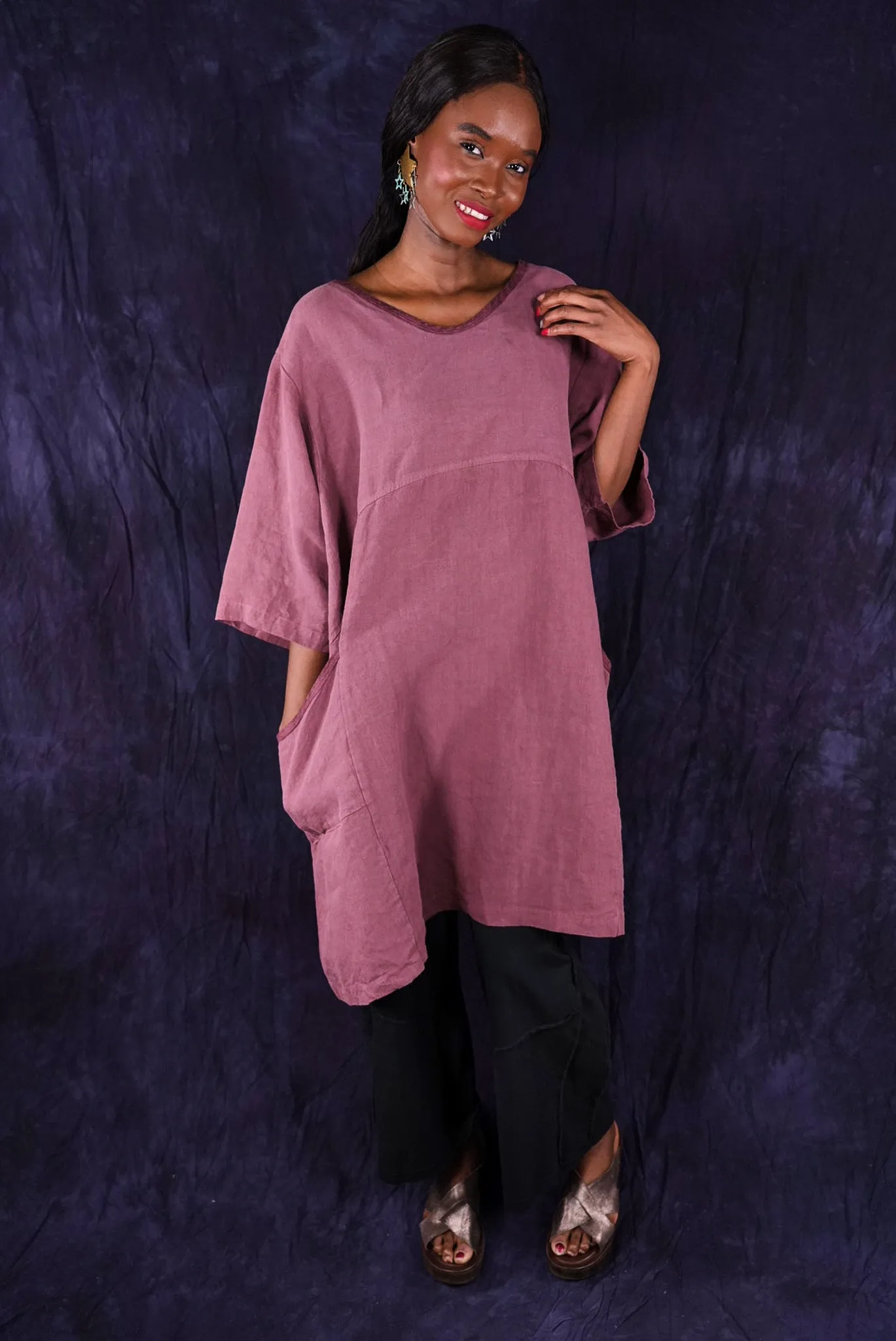 2332 Oversized Heavy Linen Zen Rose Canyon Unprinted