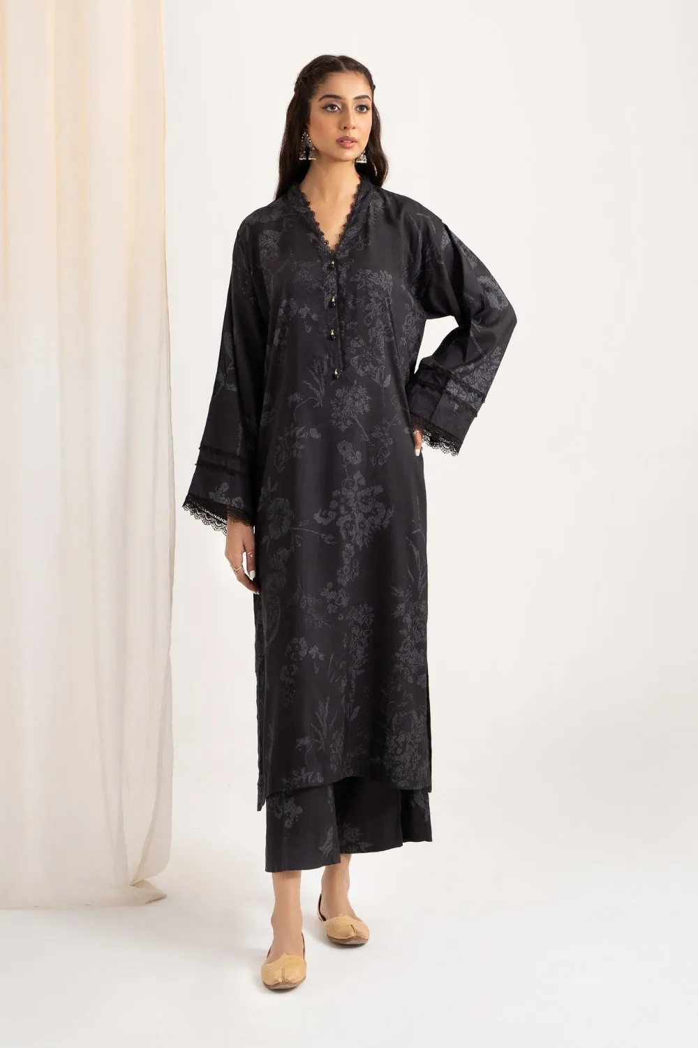 2PC Unstitched | Printed Linen Shirt   Trouser