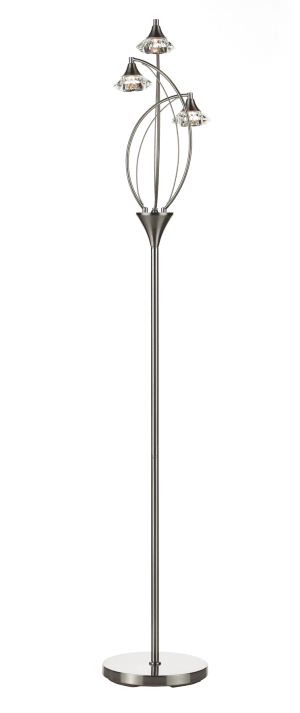 3 Light Floor Lamp - Satin Chrome