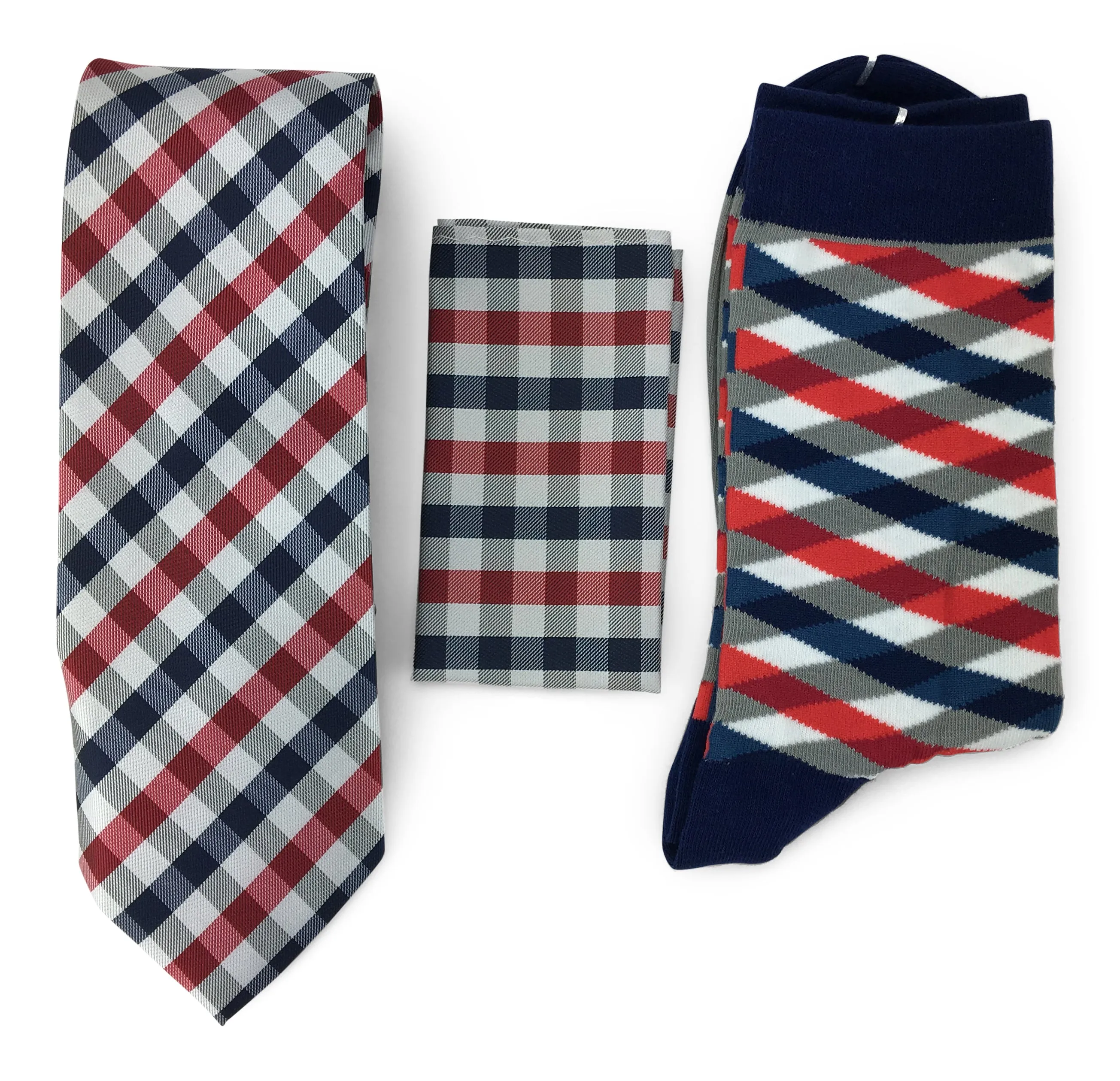 3 Piece Matching Set Necktie,Pocket Square and Power Sock Gift Box Combo