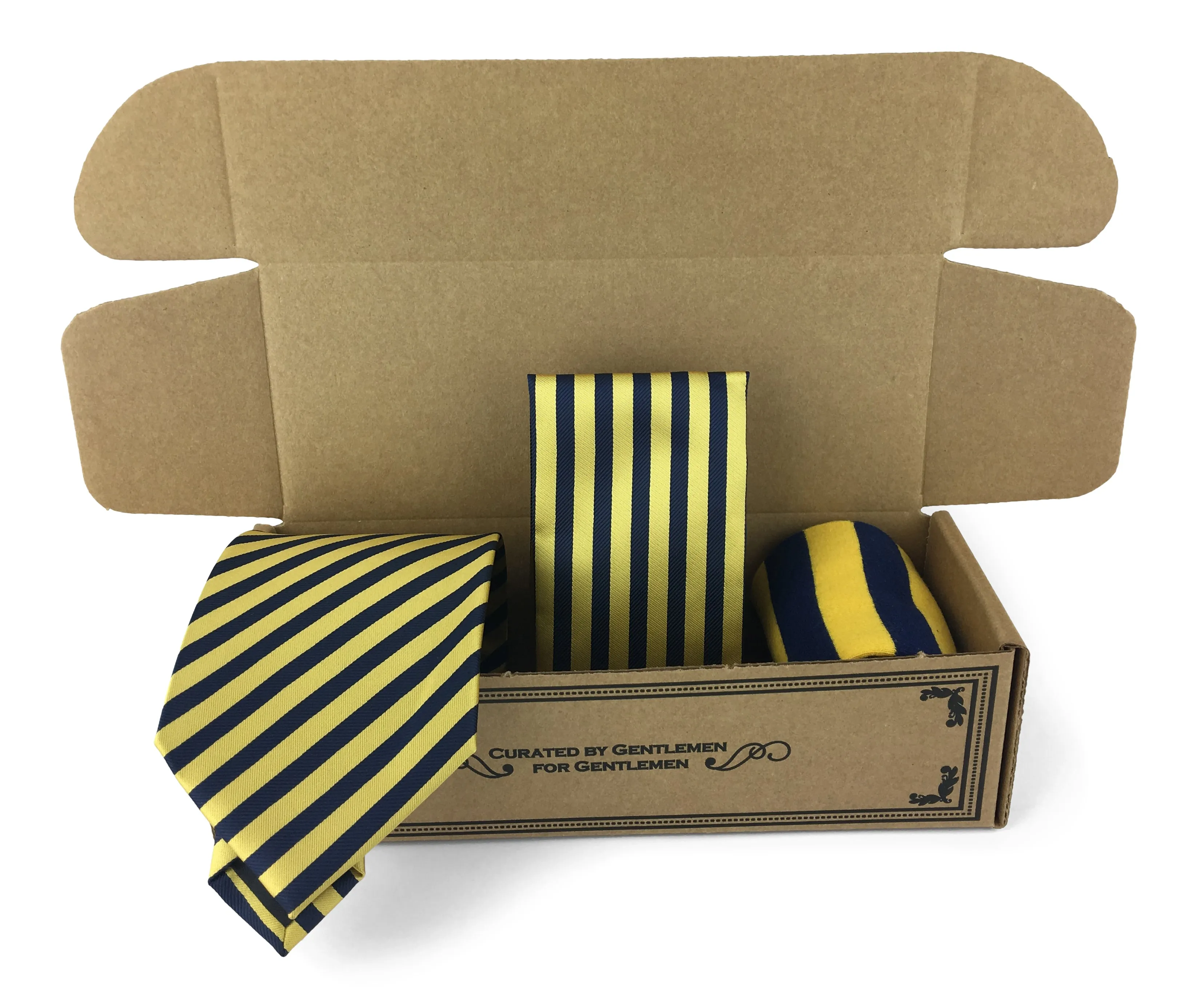 3 Piece Matching Set Necktie,Pocket Square and Power Sock Gift Box Combo
