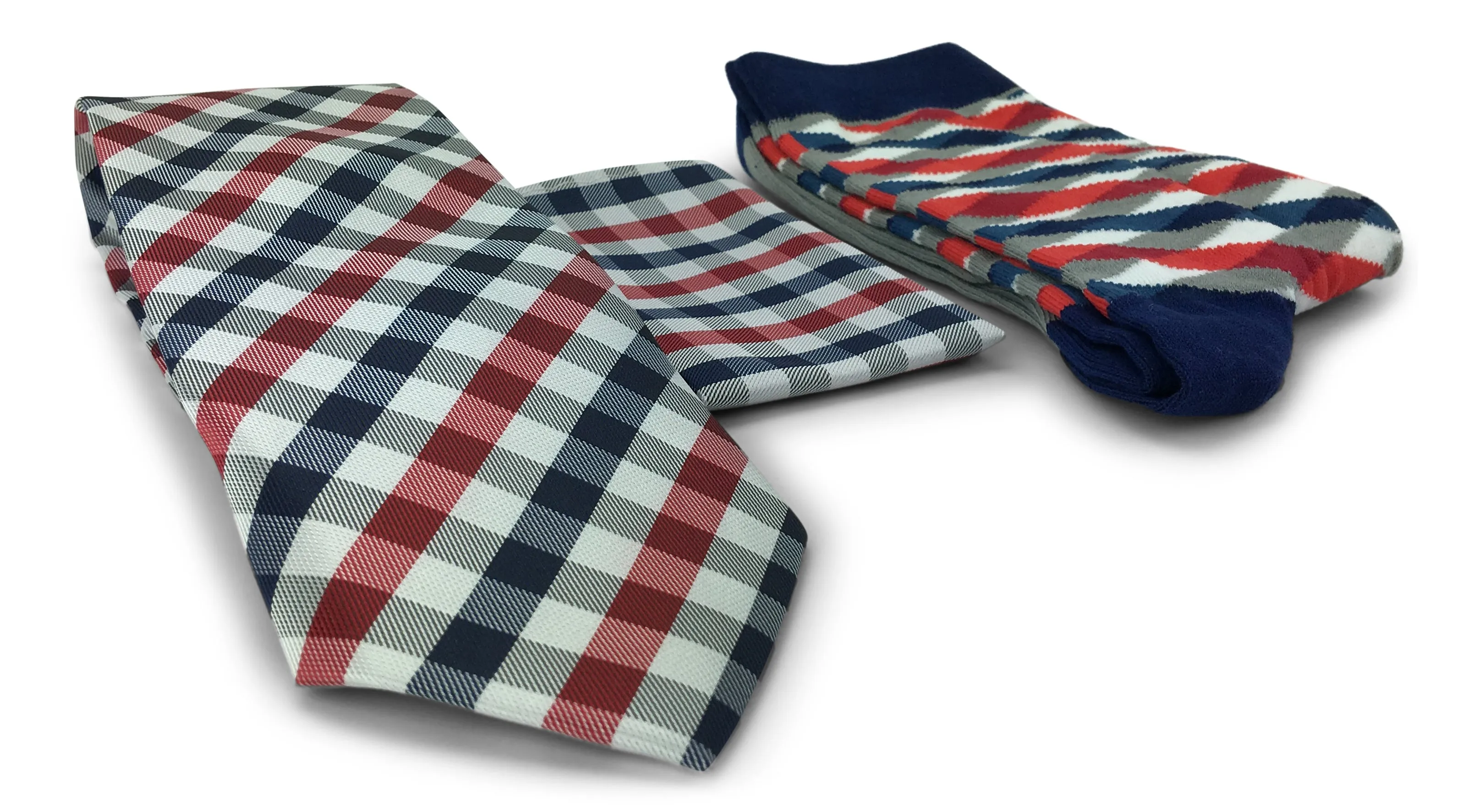 3 Piece Matching Set Necktie,Pocket Square and Power Sock Gift Box Combo