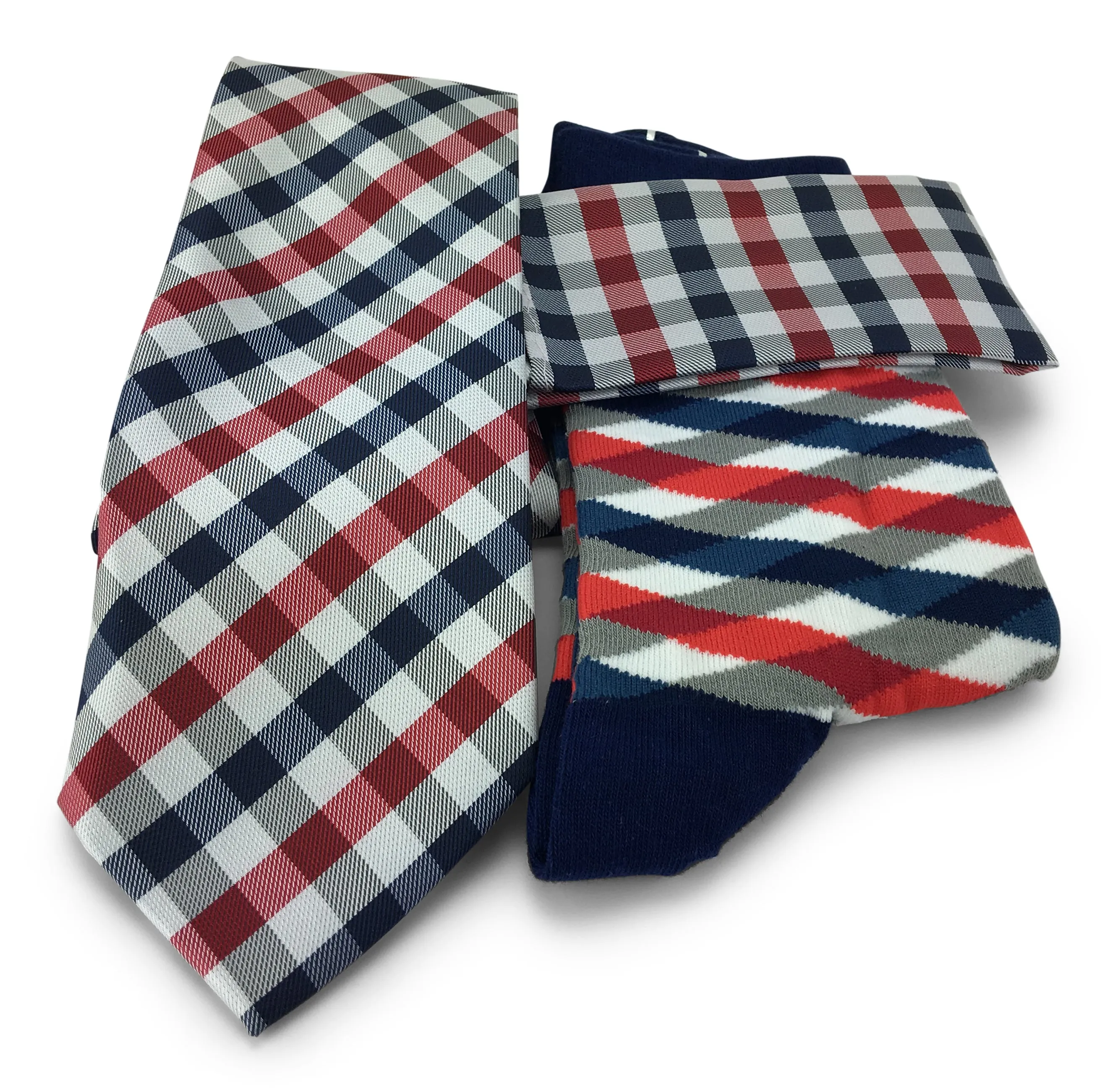 3 Piece Matching Set Necktie,Pocket Square and Power Sock Gift Box Combo