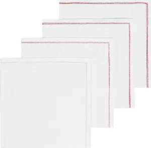 8 WHITE LINEN NAPKINS WITH PEONY PINKS