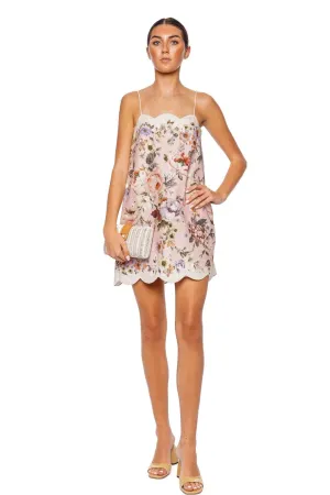 Acacia Pink Floral Scallop Mini Dress