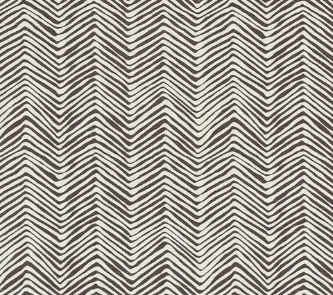 Alan Campbell Fabric: Petite Zig Zag - Custom Light Brown on Tinted Belgian Linen / Cotton