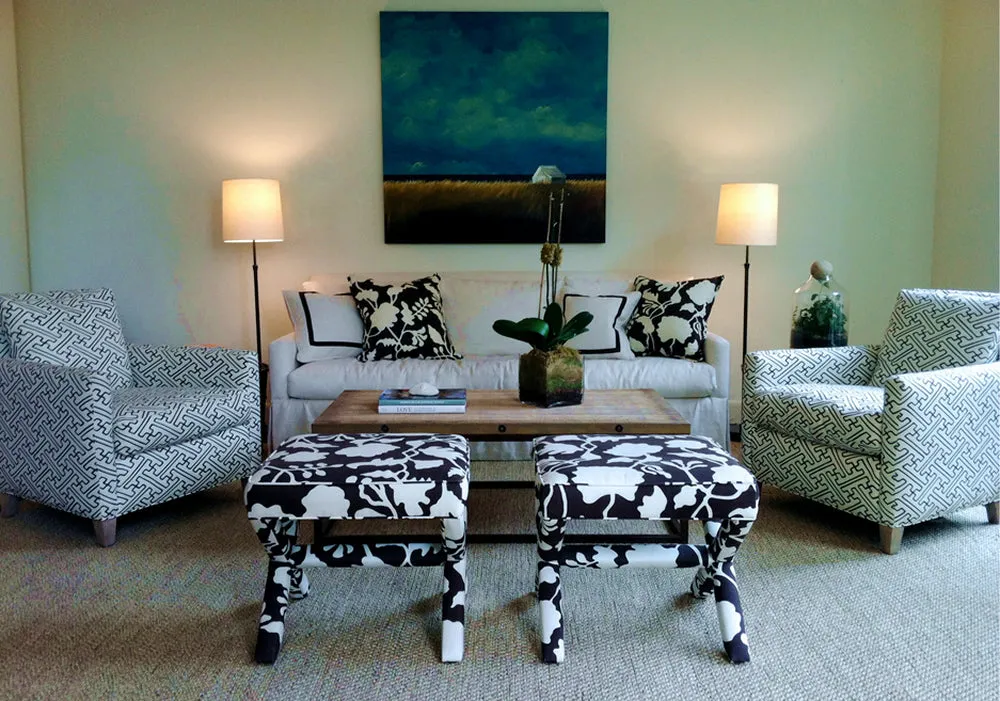 Alan Campbell Fabric: Saya Gata Lines - Custom Kelly Green on White Belgian Linen/Cotton