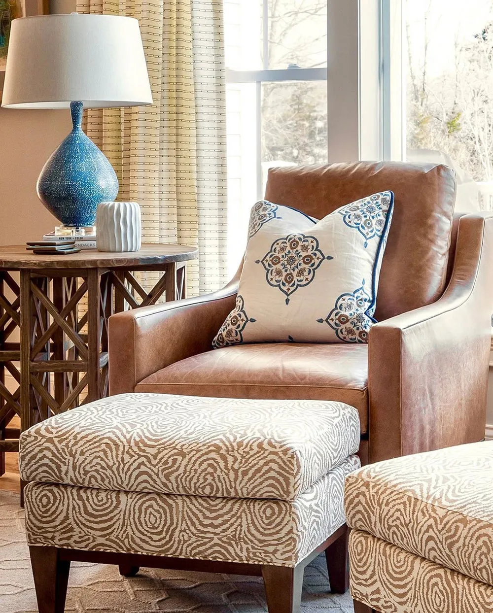 Alan Campbell Fabric: SoHo - Custom New Jungle / New Brown on Tinted Belgian Linen / Cotton