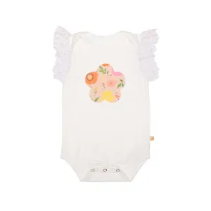 ALEX & ANT FLOWER APPLIQUE ONESIE WHITE