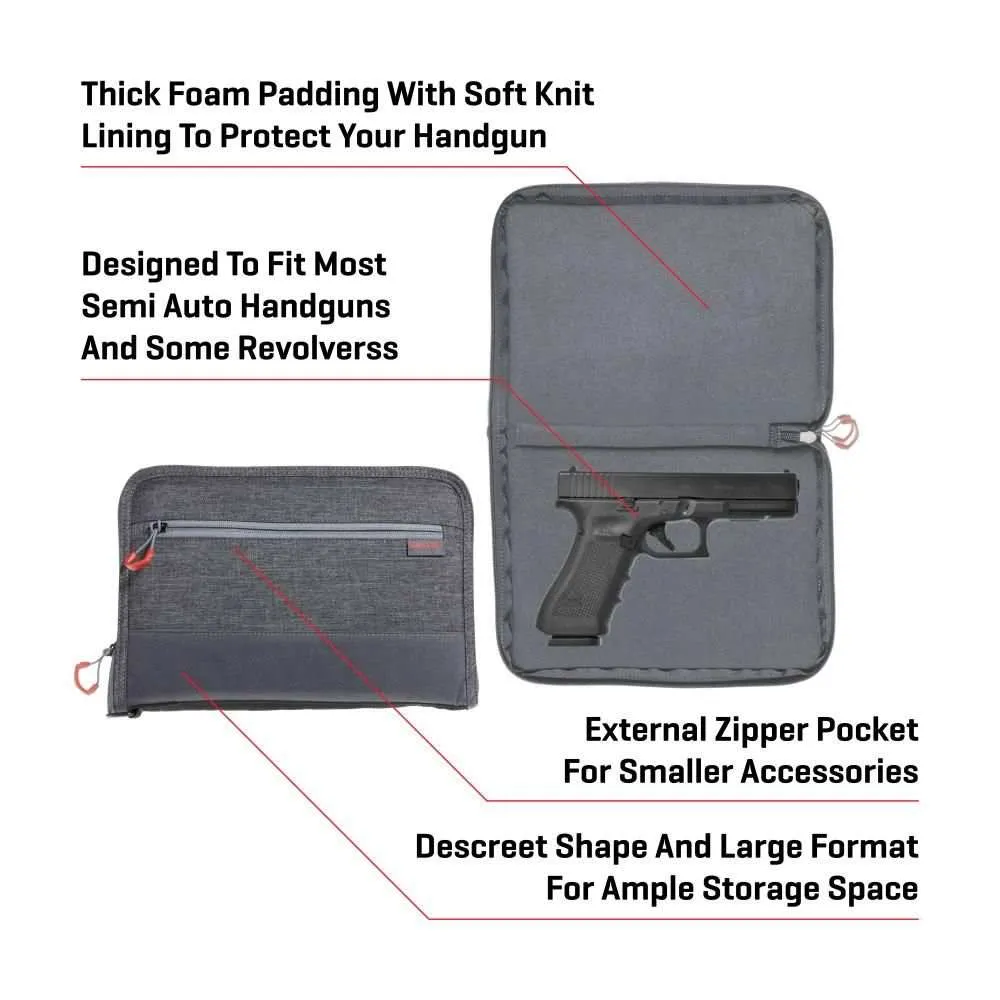 Allen 11" Auto-Fit 2.0 Deluxe Handgun Case, Gray/Red