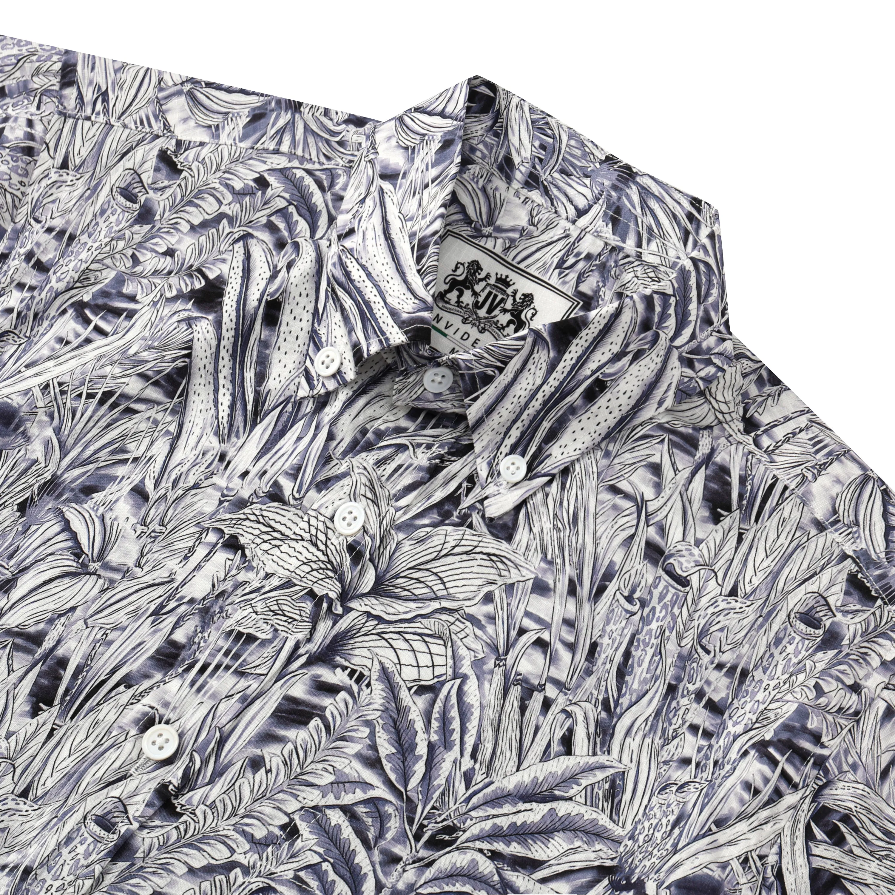 Aloha Palm Tree Pattern Button Short Sleeve Shirt