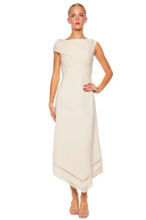 Alva Beige Linen Midi Dress