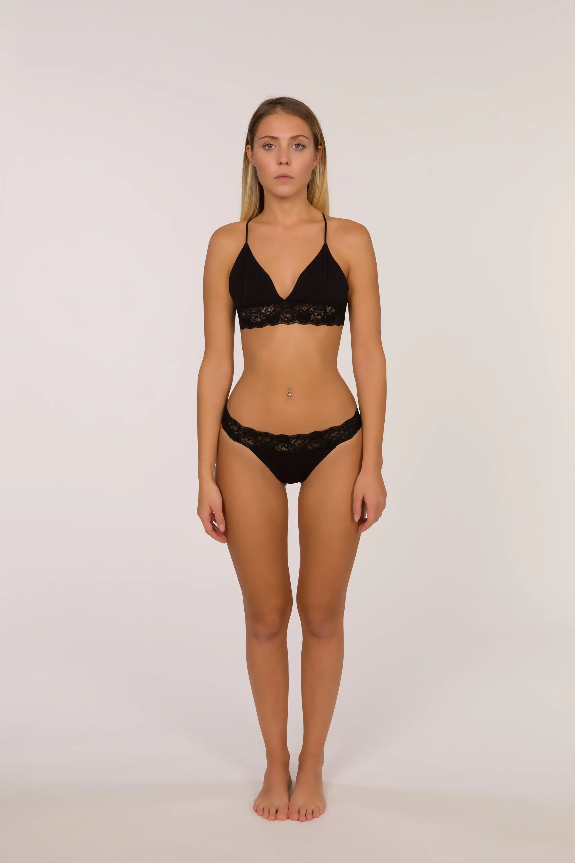 Ana Bamboo/Lace Lingerie Set - Black