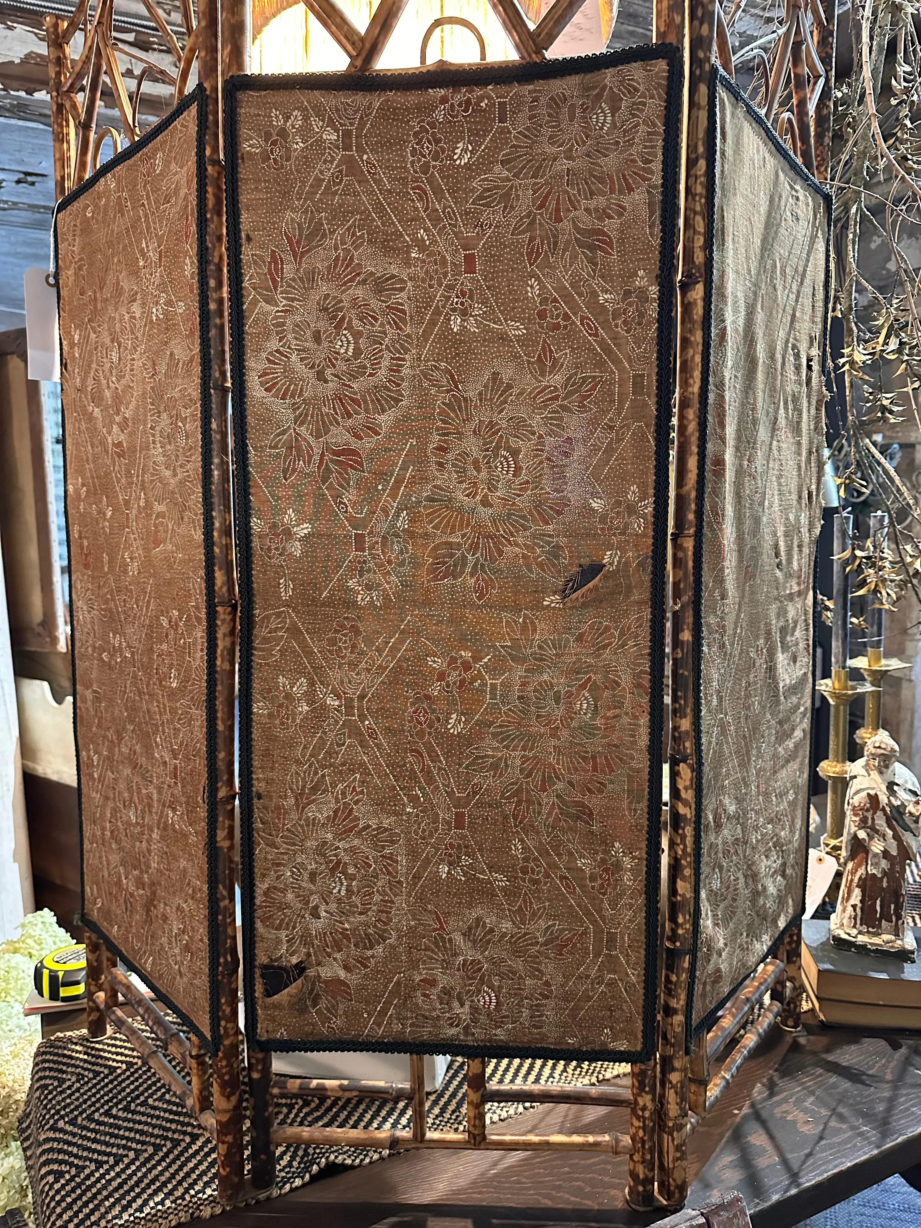 Antique Chinoiserie Bamboo Screen