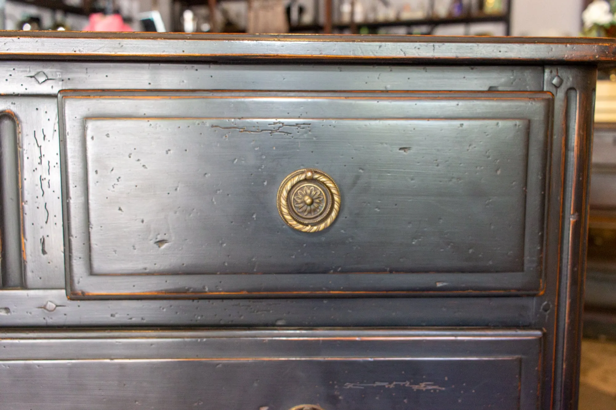 Antique French Empire Style Commode in Painted & Waxed Finish with Ring Pulls