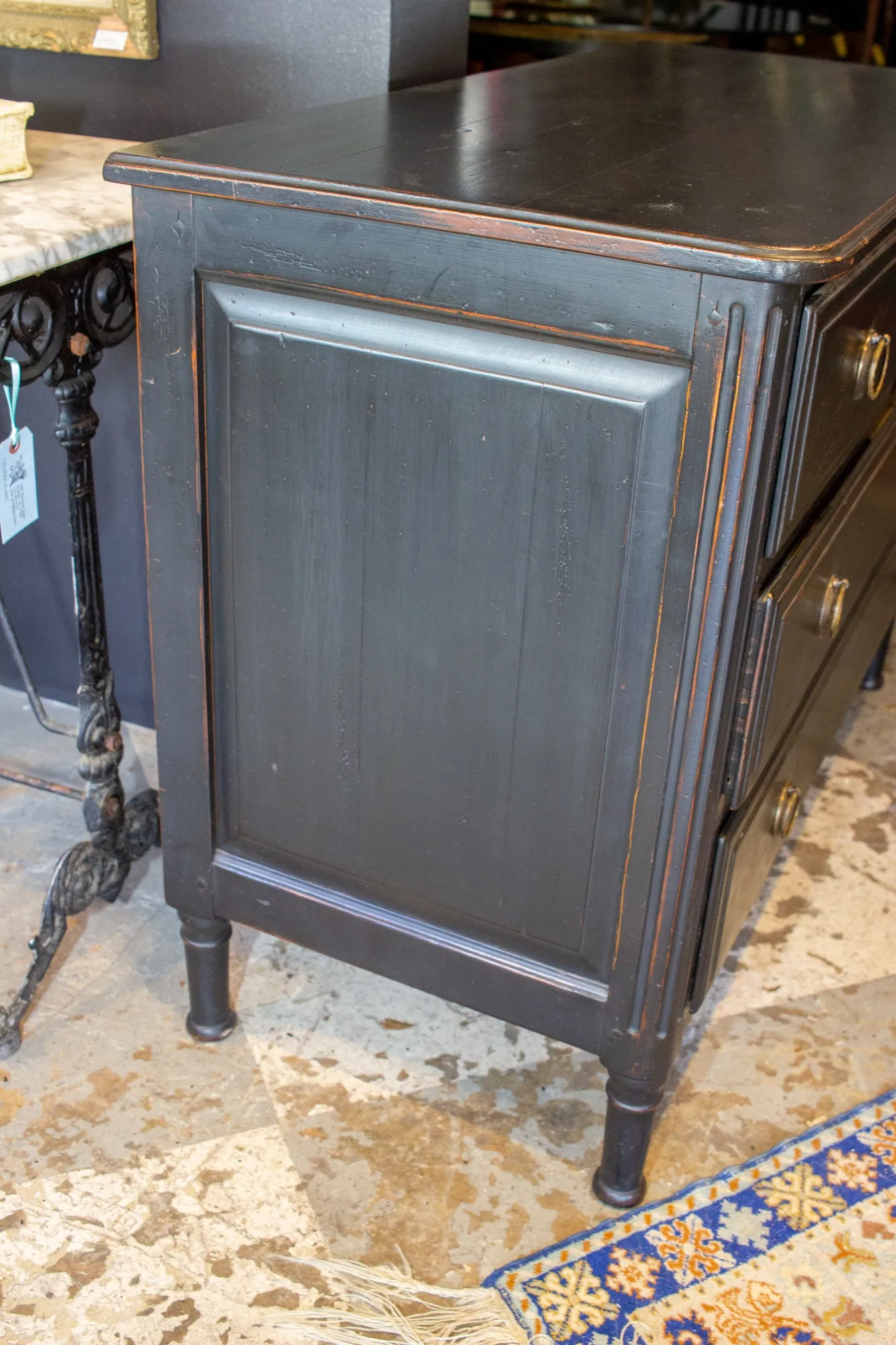 Antique French Empire Style Commode in Painted & Waxed Finish with Ring Pulls