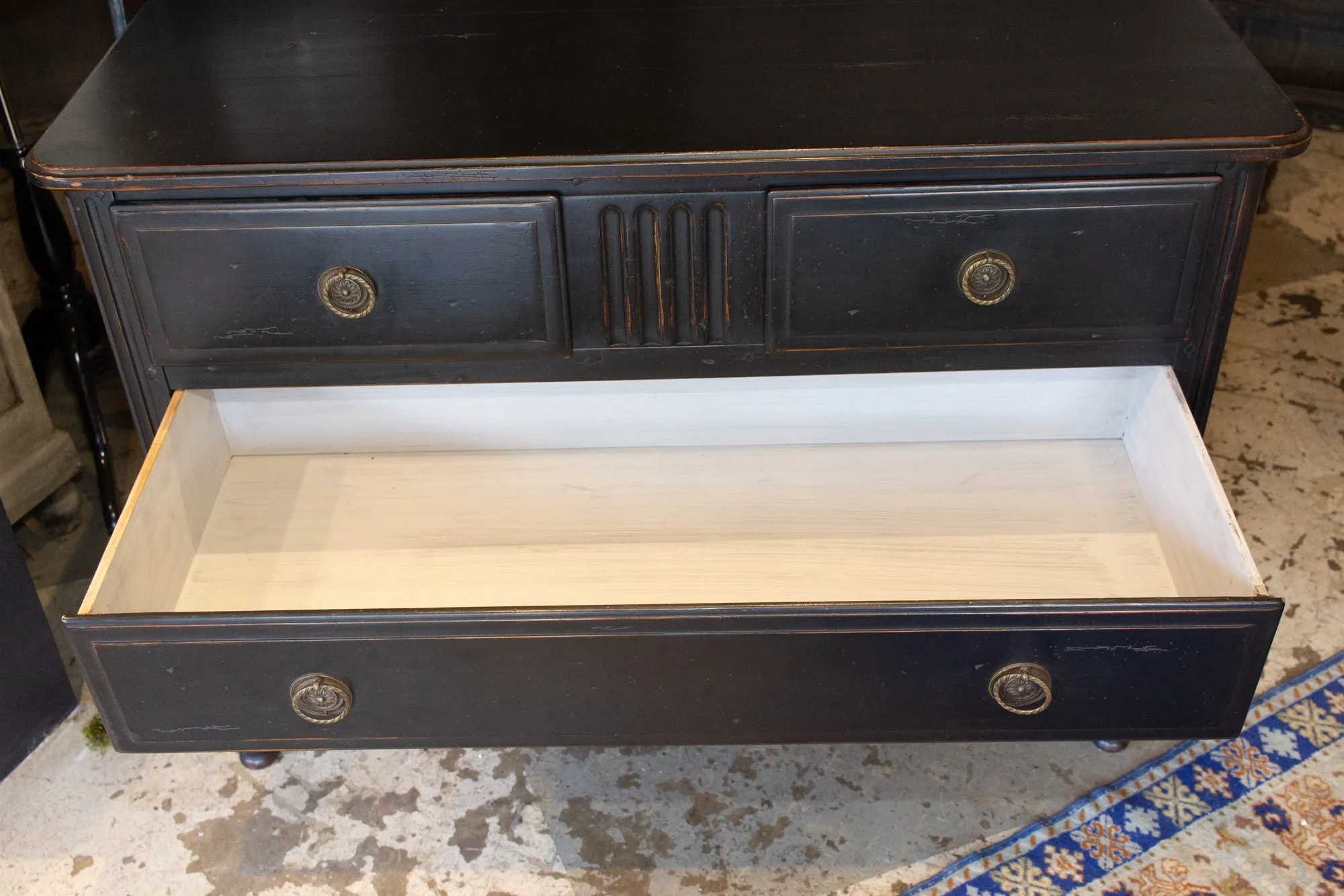 Antique French Empire Style Commode in Painted & Waxed Finish with Ring Pulls